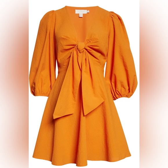 TED BAKER LONDON 🆕 Jozelyn Knot Front Dress. Sz 14. Gorgeous color & Design 🔥 - Picture 2 of 7